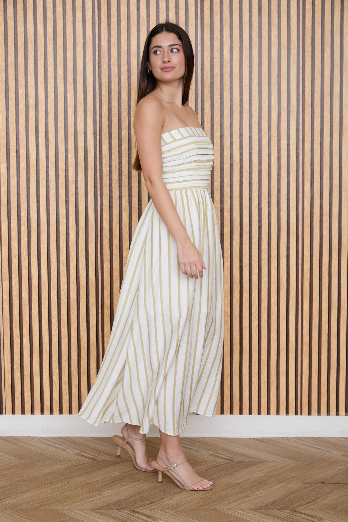 Mara Striped Ruched Dress - GEORGE-MARY'S