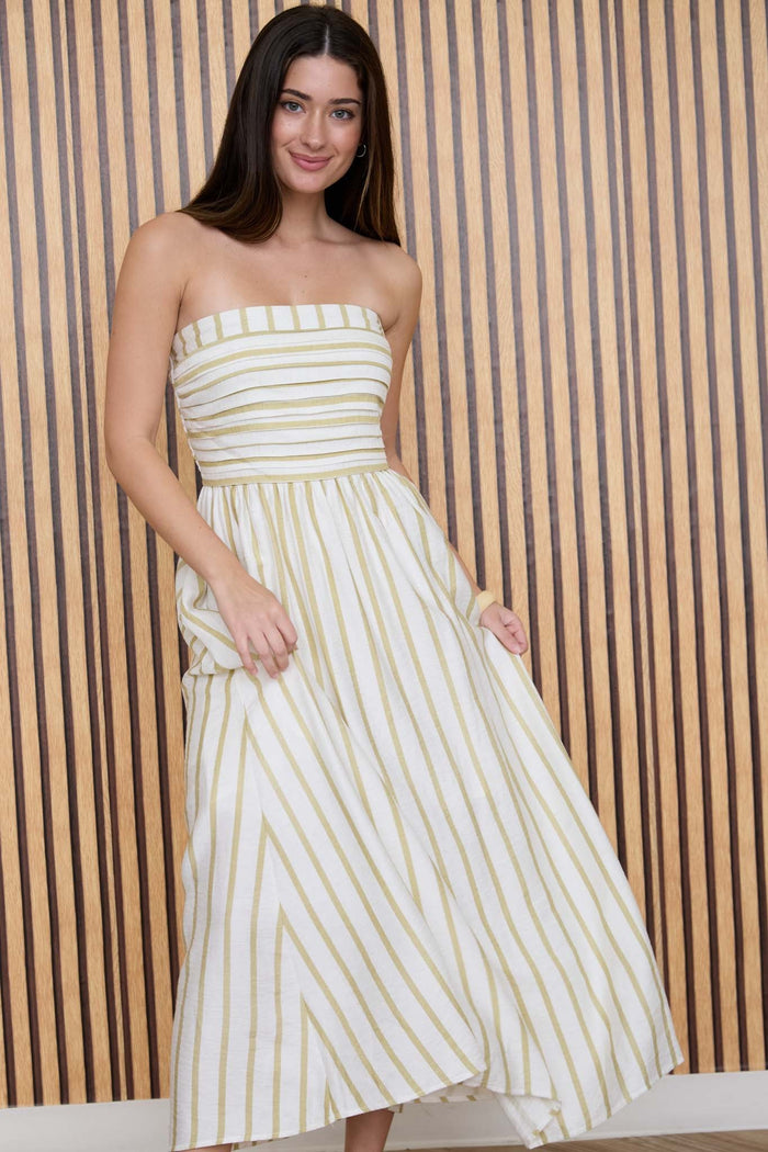 Mara Striped Ruched Dress - GEORGE-MARY'S