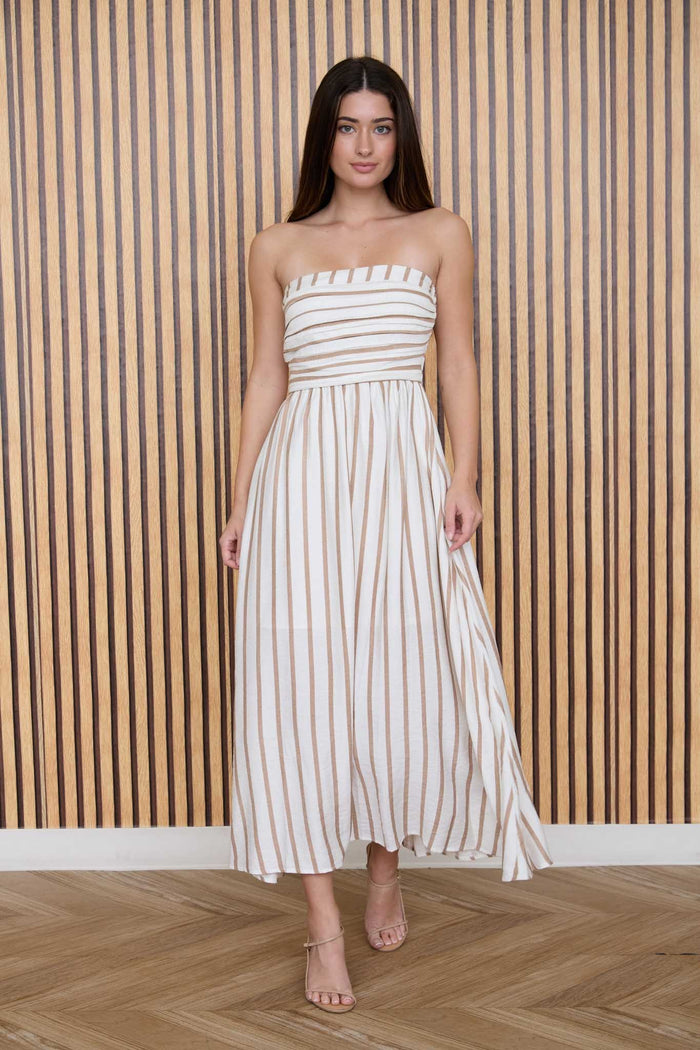 Mara Striped Ruched Dress - GEORGE-MARY'S