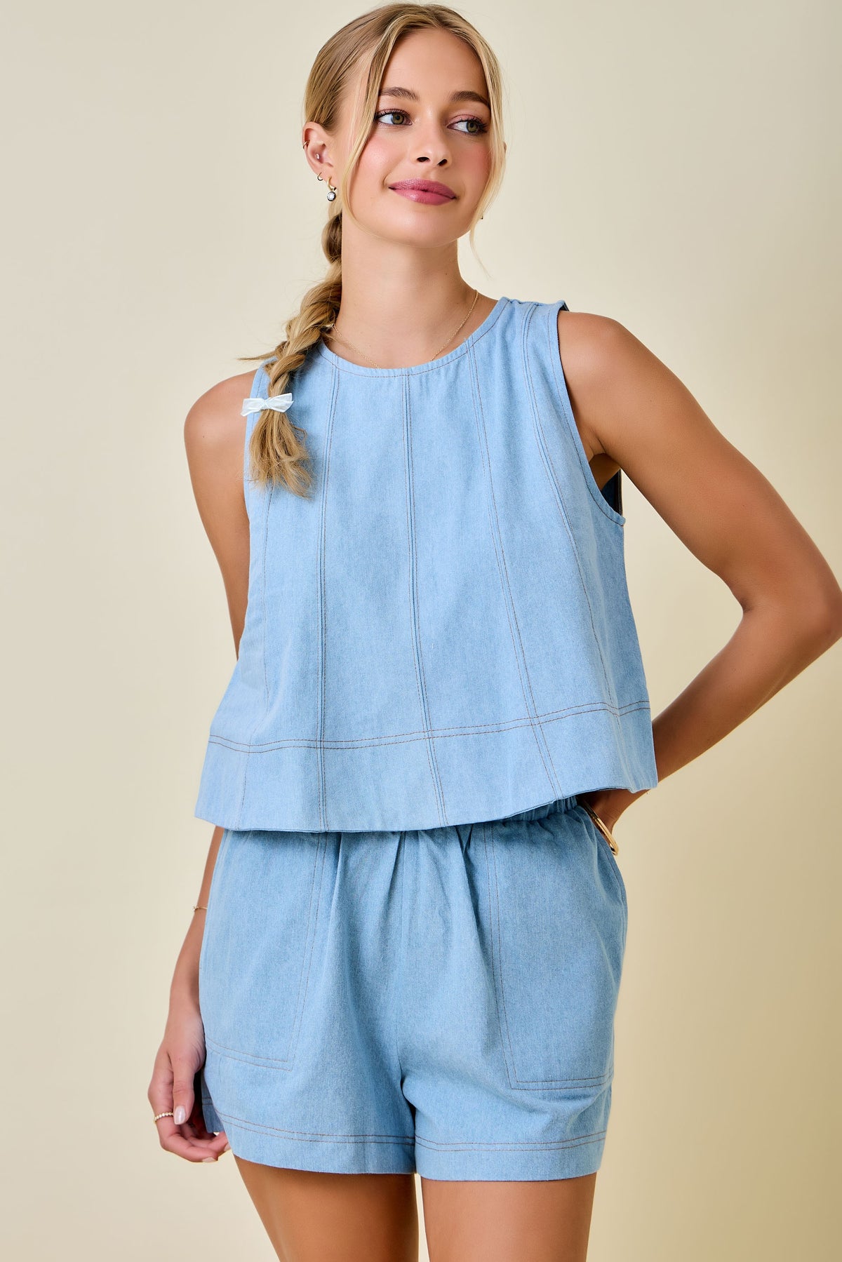 Contrast Stitched Shorts (dusk)
