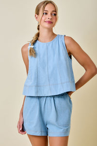 Contrast Stitched Shorts (dusk)
