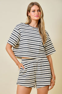 Drew Striped Boxy Top (b/w)