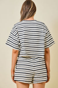 Drew Striped Boxy Top (b/w)