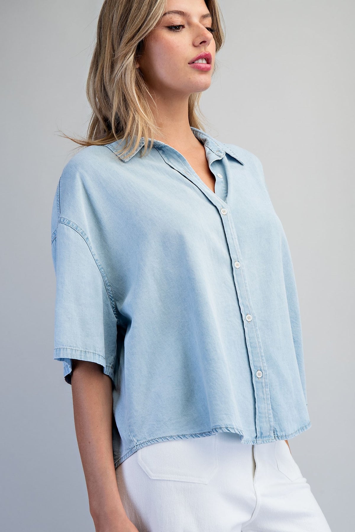 Cotton Button Down Blouse - GEORGE-MARY'S
