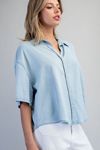 Cotton Button Down Blouse - GEORGE-MARY'S