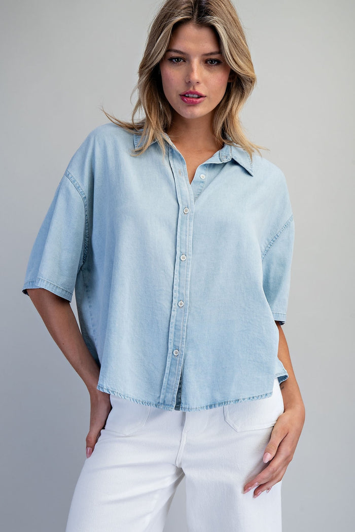 Cotton Button Down Blouse - GEORGE-MARY'S