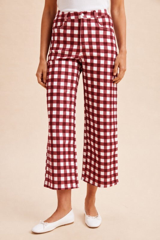 Burgundy Gingham Pants