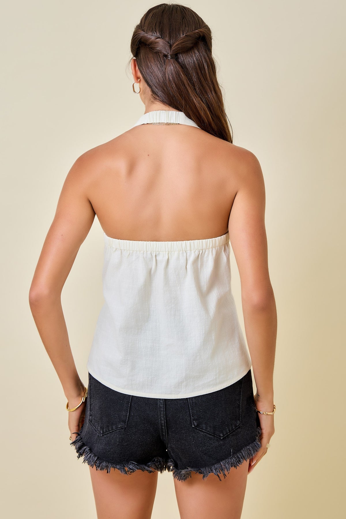 Darby Twist Halter Top (cream) - GEORGE-MARY'S