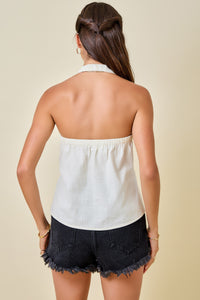 Darby Twist Halter Top (cream) - GEORGE-MARY'S