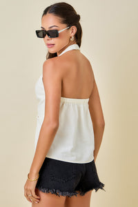 Darby Twist Halter Top (cream) - GEORGE-MARY'S