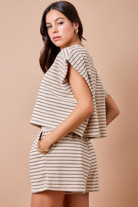 Monroe Striped Boxy Tee (tan/brown)