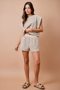 Monroe Striped Boxy Tee (tan/brown)
