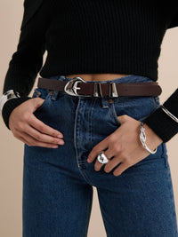 Pebble Dome Buckle Belt in Brown - GEORGE-MARY'S