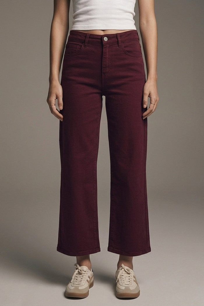 Maroon Denim Pants