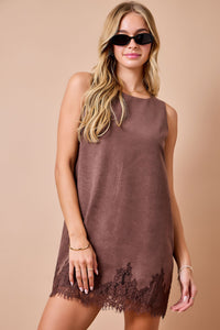 Choclate Suede Lace Dress