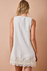 Cream Suede Lace Dress