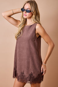 Choclate Suede Lace Dress