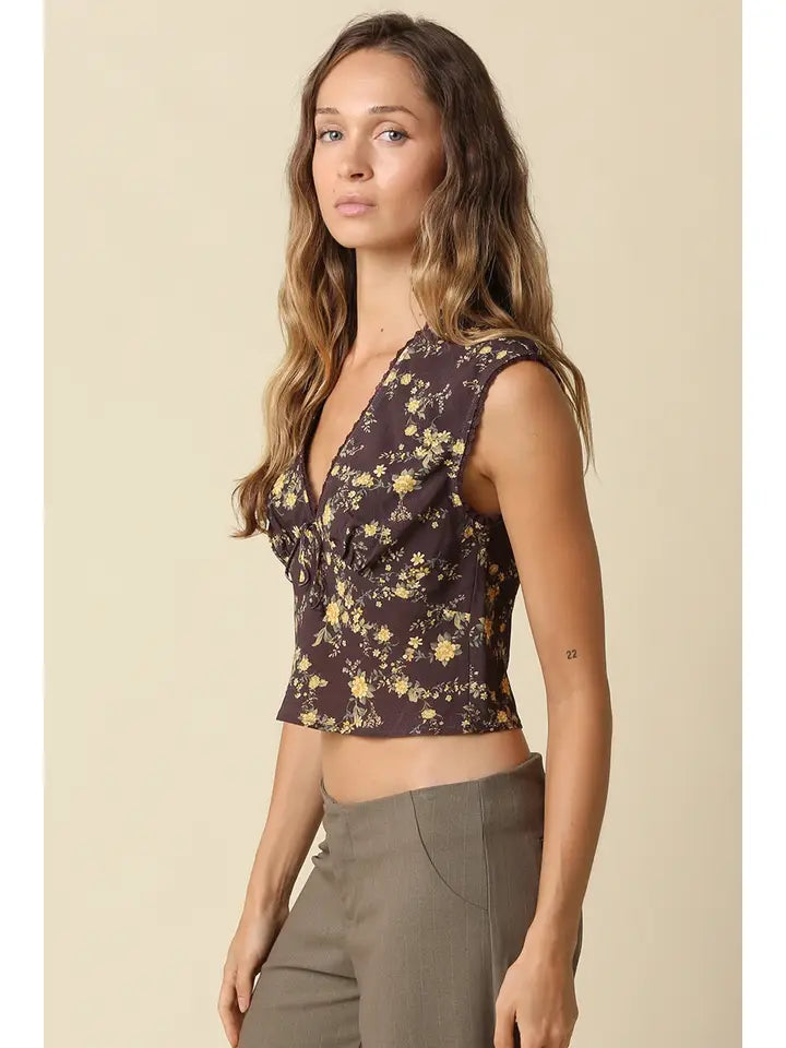 Ames Brown Floral Tank