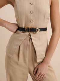 Pebble Dome Buckle Belt in Black - GEORGE-MARY'S