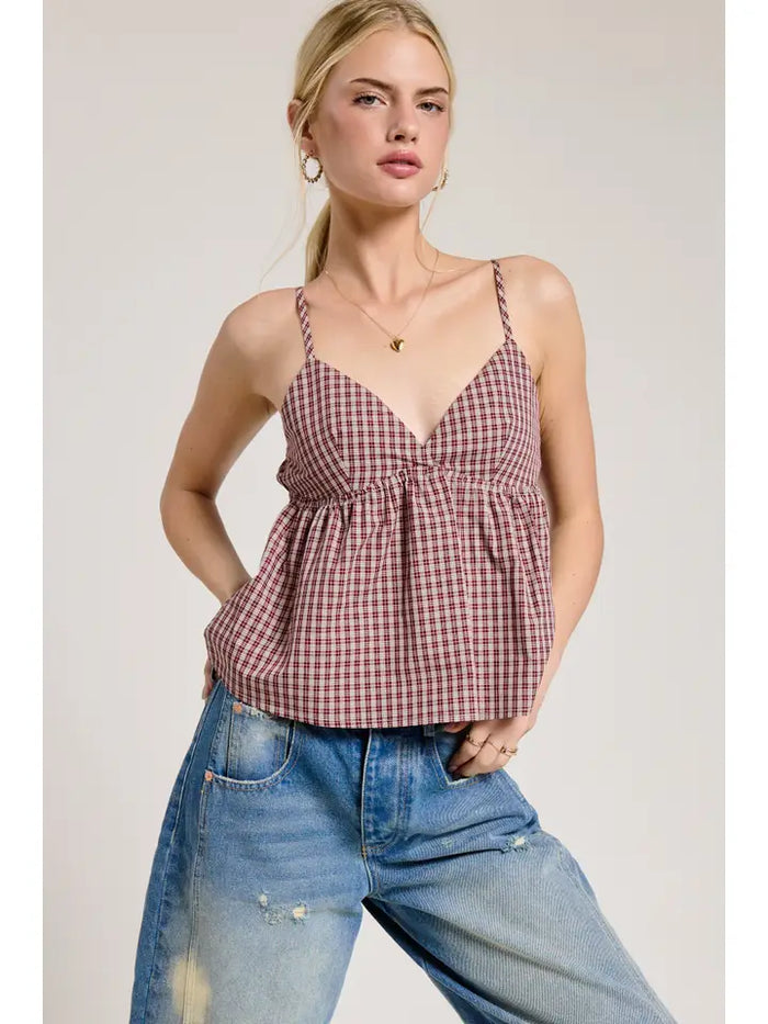 Gingham Tank Top (rosewood)