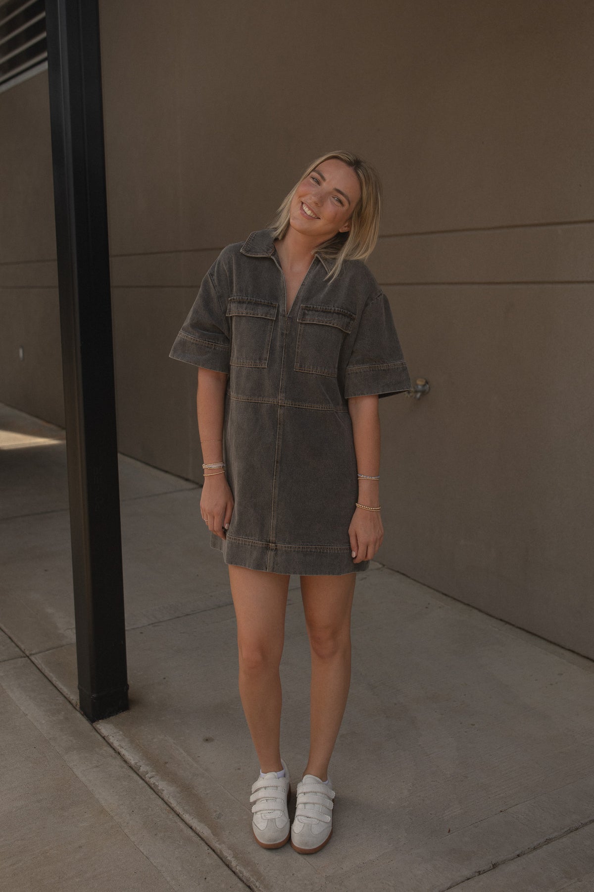 Denim Collared Pocket Dress