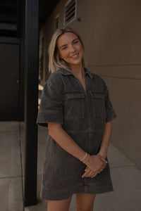 Denim Collared Pocket Dress