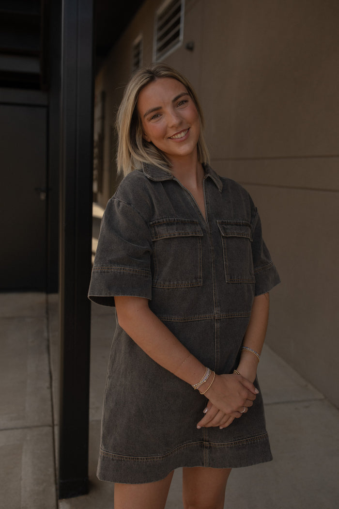 Denim Collared Pocket Dress