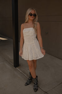 Embroidered White Tube Dress