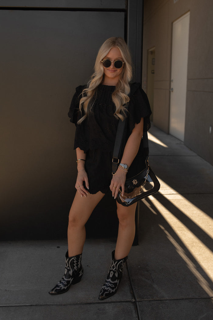 Ella Black Eyelet Shorts