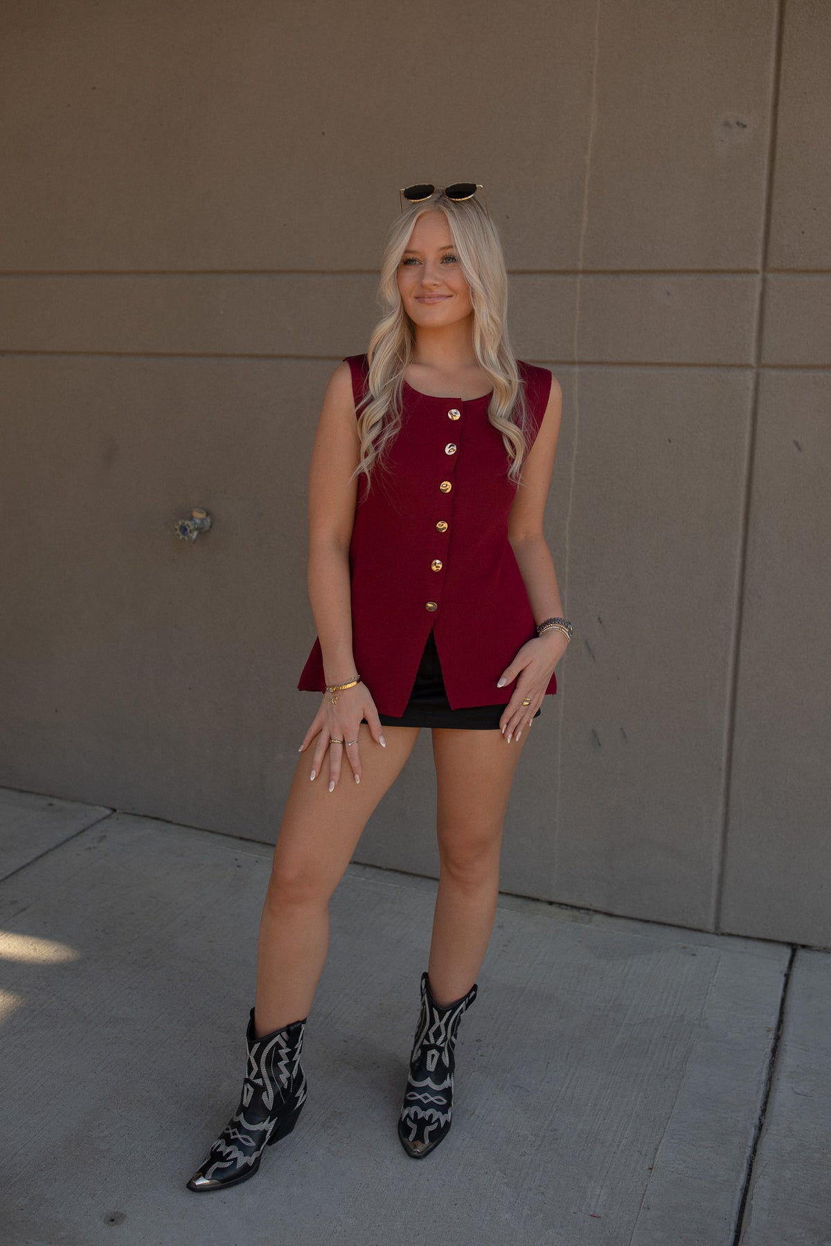 Metal Button Game Day Vest (maroon)
