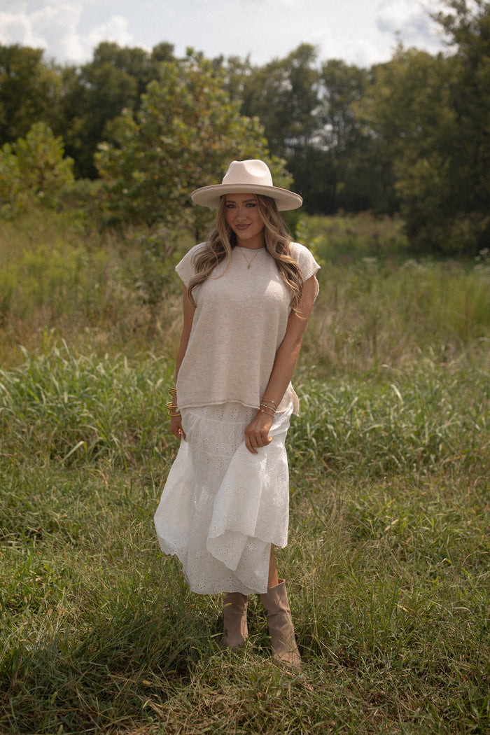 Eyelet Maxi Skirt (white)