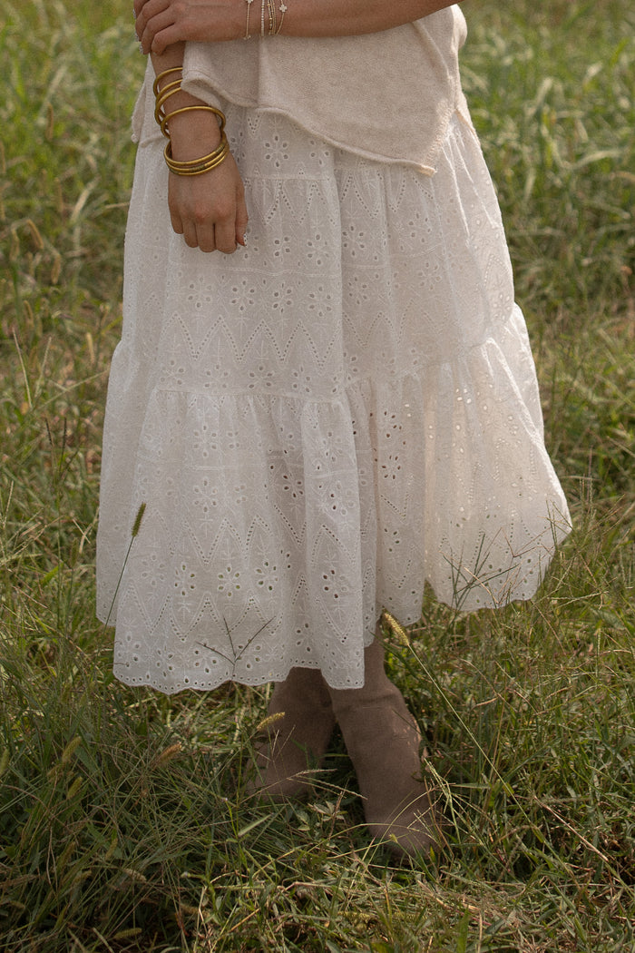 Eyelet Maxi Skirt (white)