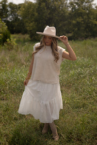 Eyelet Maxi Skirt (white)