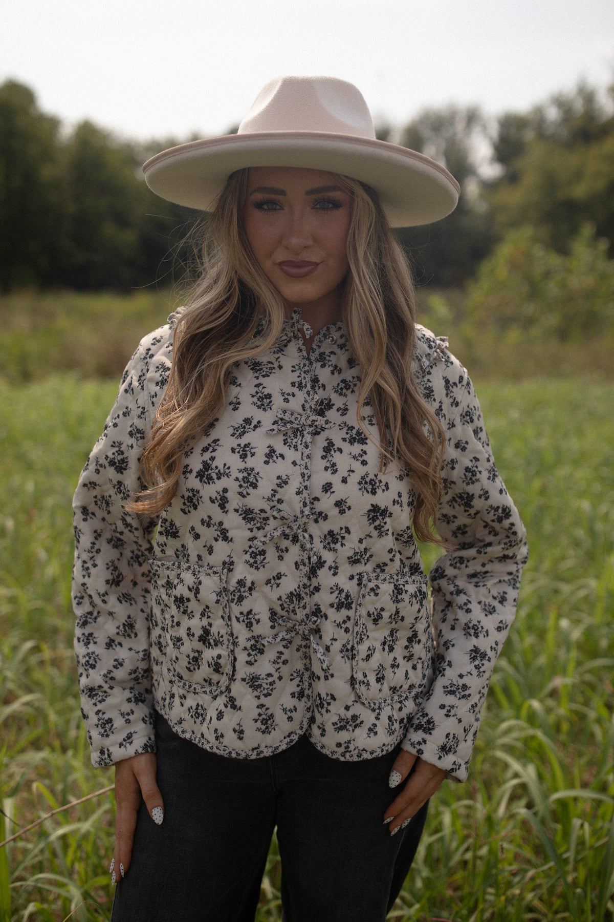 Black Floral Peter Pan Collar Jacket