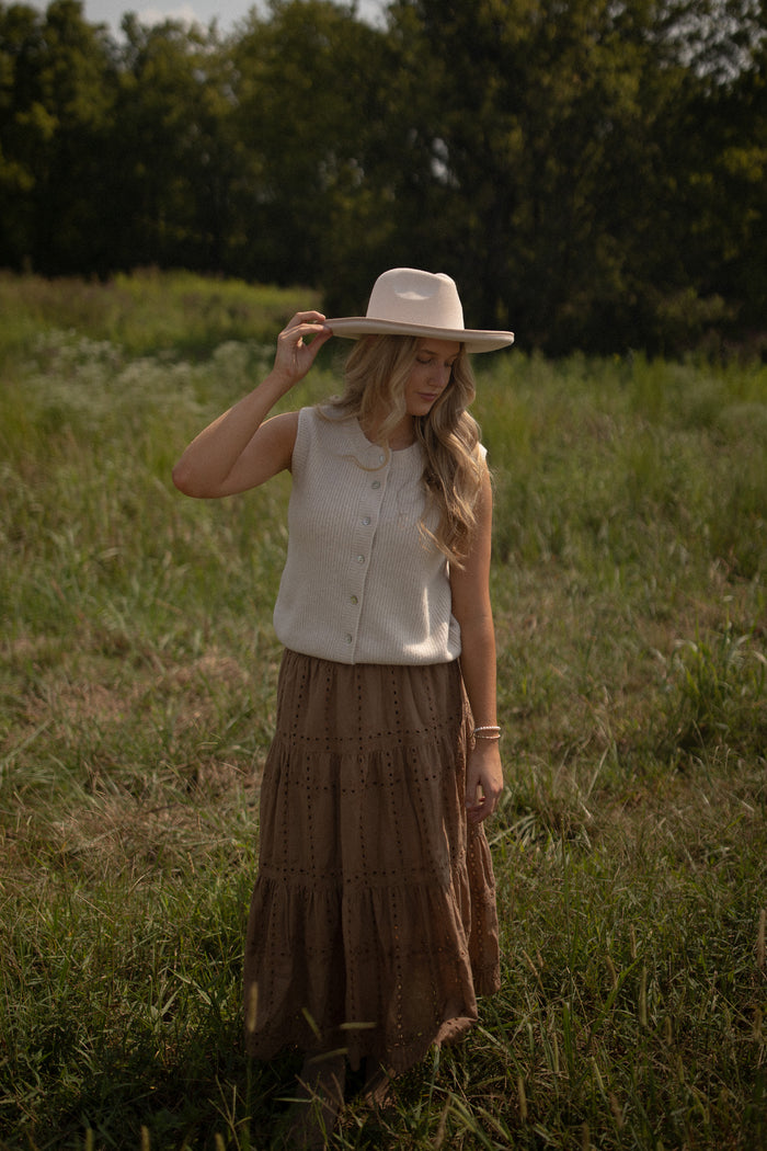 Mocha Eyelet Skirt
