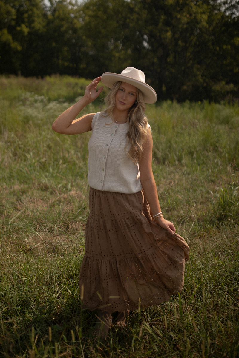 Mocha Eyelet Skirt