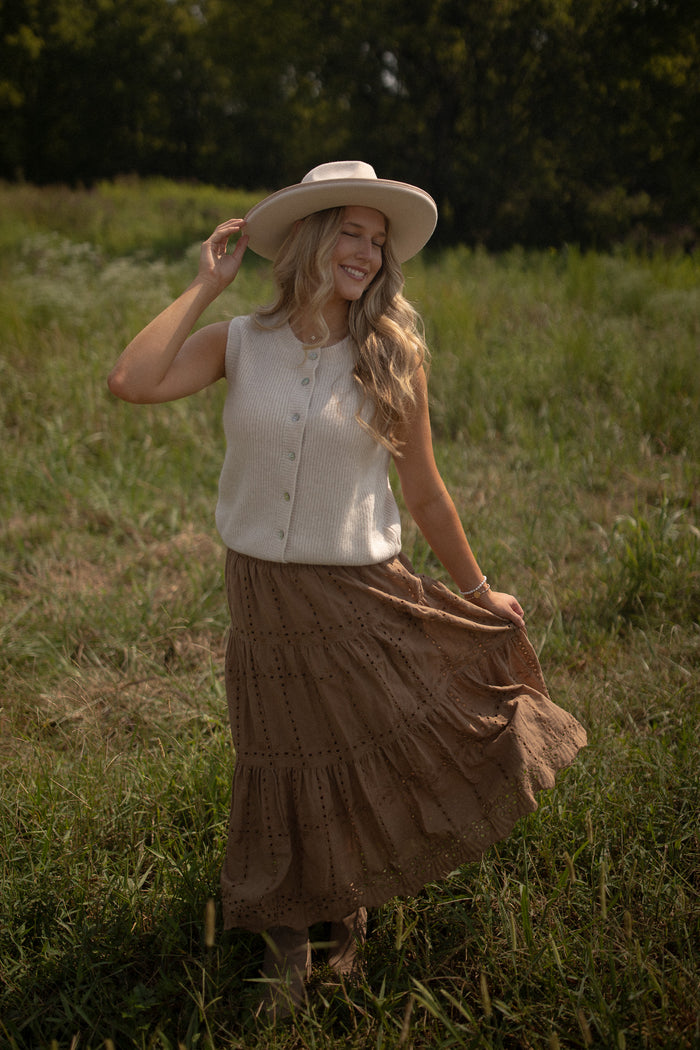 Mocha Eyelet Skirt