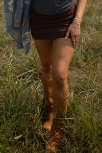 Stretch Twill Mini Skirt (chocolate)