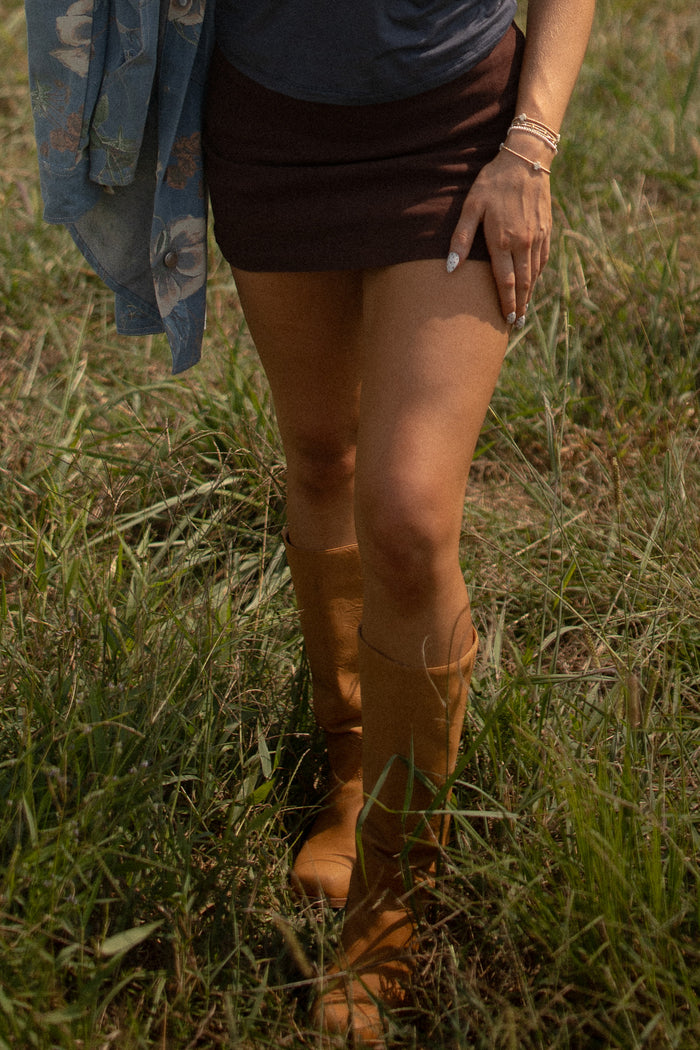 Stretch Twill Mini Skirt (chocolate)