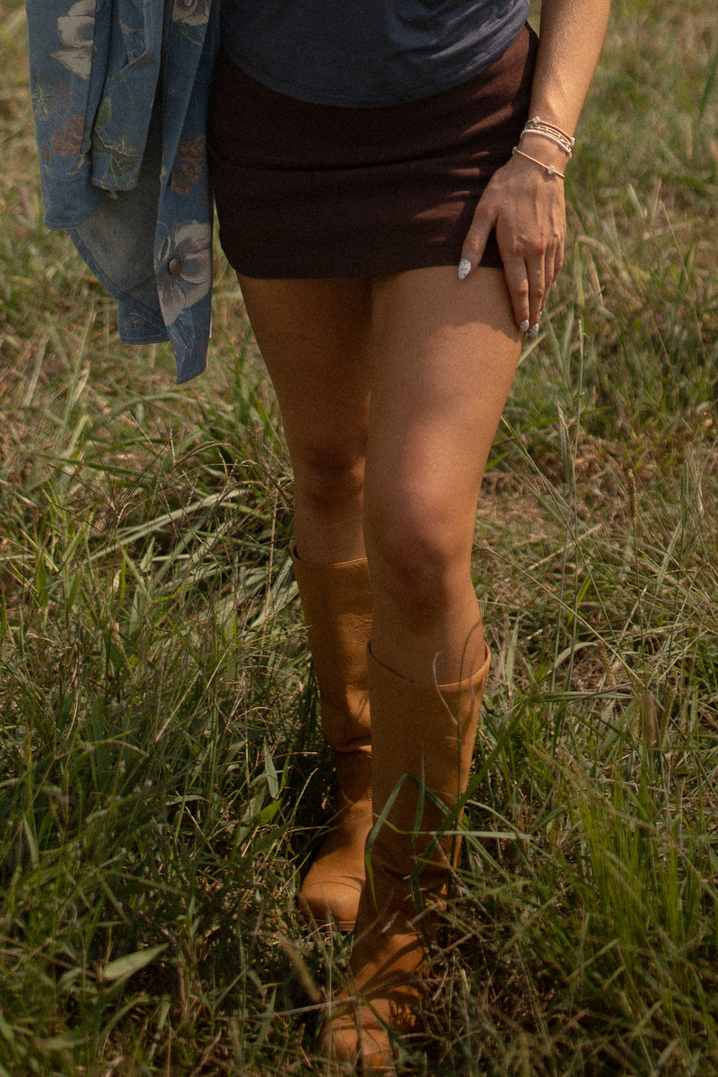 Stretch Twill Mini Skirt (chocolate)