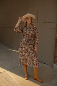 Adeleine Floral Shirt Dress (brown)