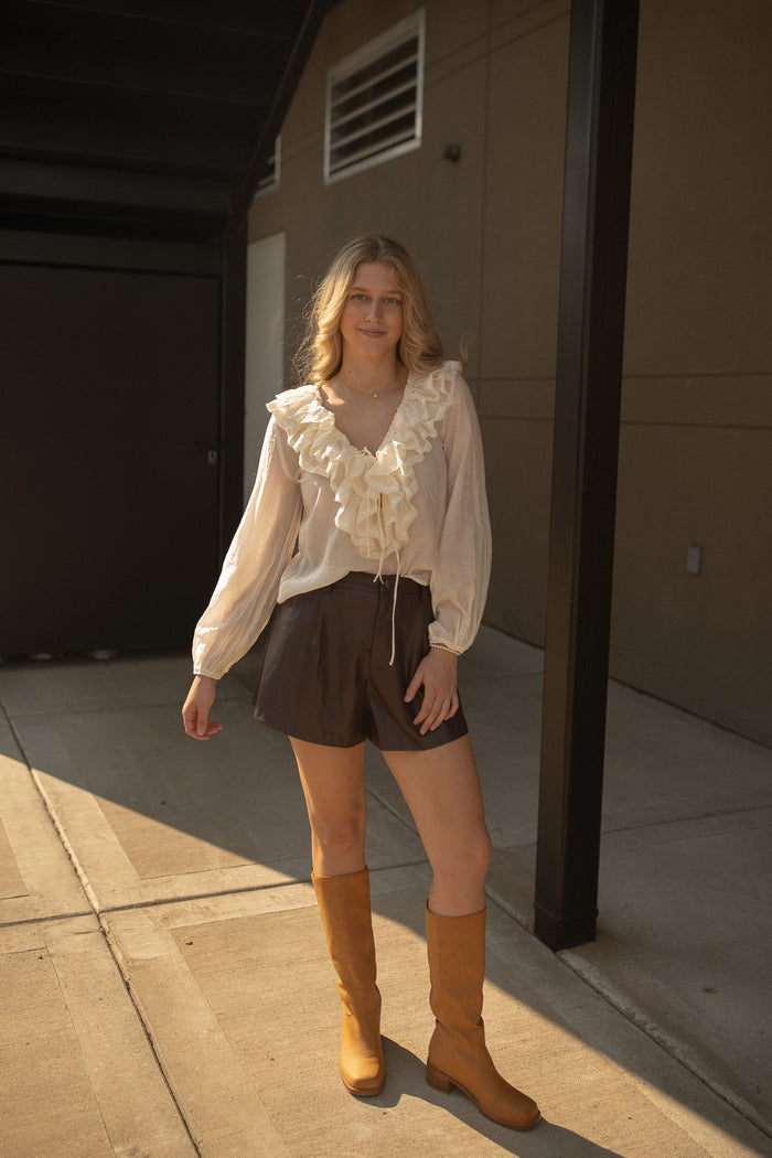 Marrietta Ruffled Blouse (ivory)