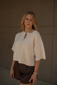 Flared Leather Shorts (dark oak)