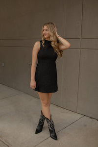 Mockneck Textured Dress (black)