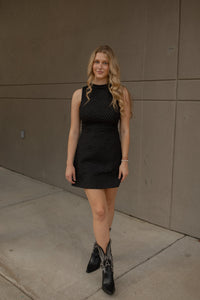 Mockneck Textured Dress (black)