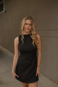 Mockneck Textured Dress (black)