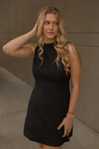 Mockneck Textured Dress (black)