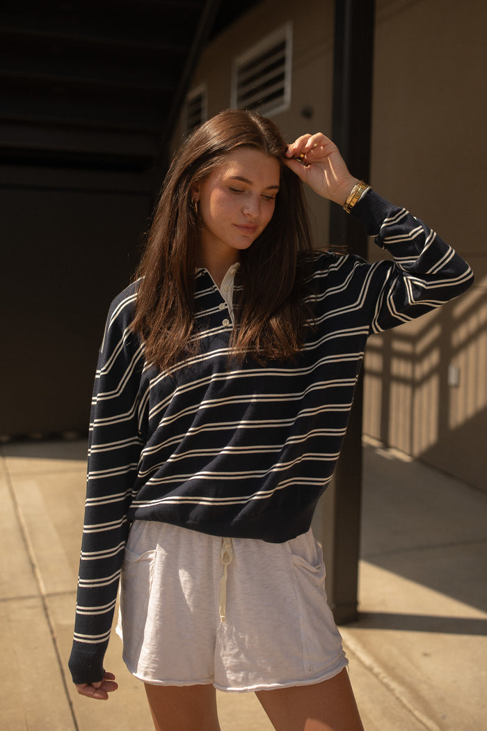 Navy Striped Rugby Shirt