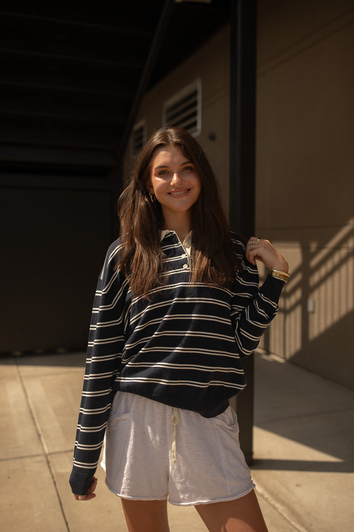 Navy Striped Rugby Shirt
