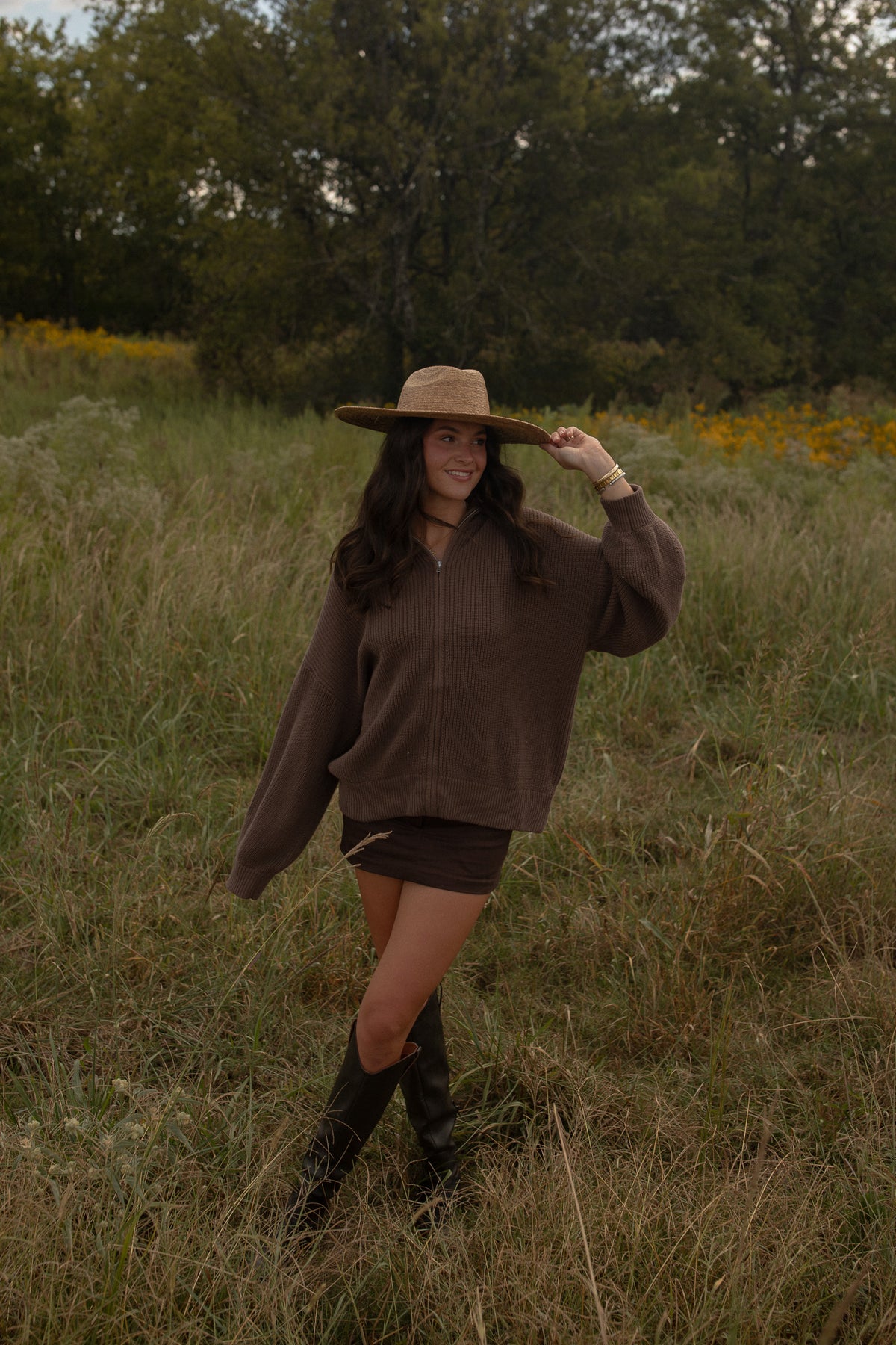 Late Sundays Zipper Cardigan (chocolate)